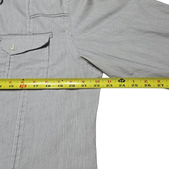G by Guess Shirt Mens XL Gray Button Up Pinstripe Long Sleeve Pockets Western - Picture 3 of 14